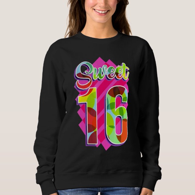 Sudadera Bello cumpleaños arcoiris colorido 16 gráfico (Anverso)