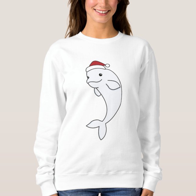 Sudadera Beluga Ballena Feliz Navidad Animales de invierno  (Anverso)