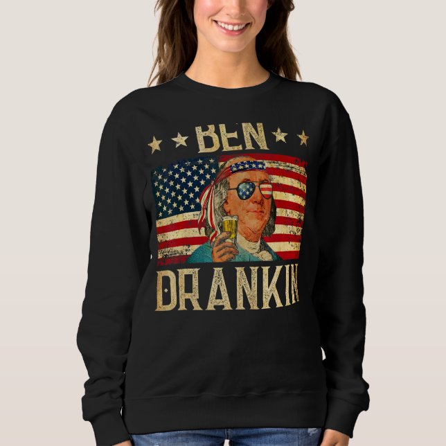 Sudadera Ben Drankin 4 De Julio Benjamin Franklin Men Amer (Anverso)