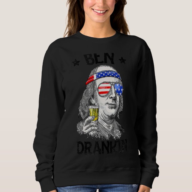 Sudadera Ben Drankin 4 De Julio Benjamin Franklin Mujeres (Anverso)
