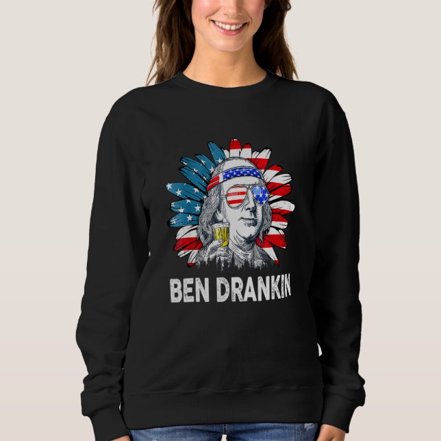 Sudadera Ben Drankin 4 De Julio Benjamin Franklin Mujeres (Anverso)