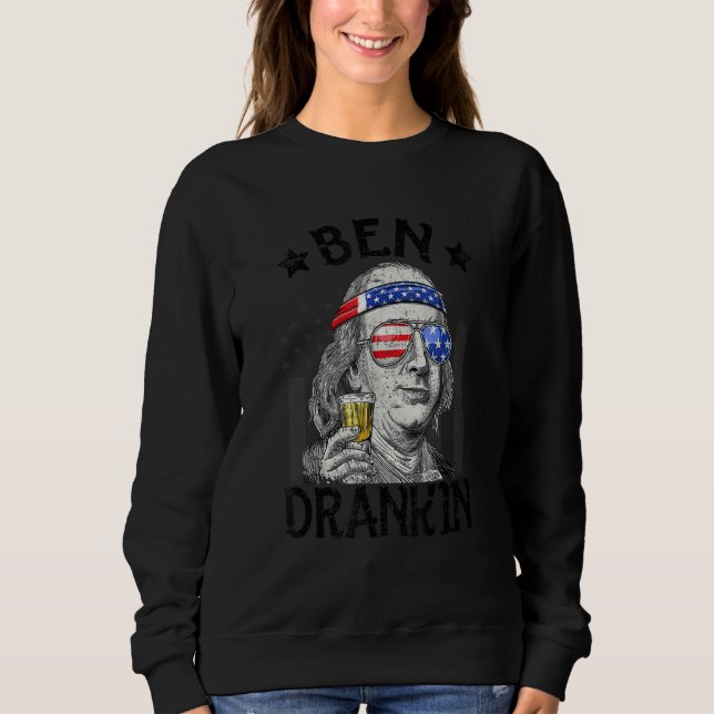 Sudadera Ben Drankin Benjamin Franklin  Drink Beer 4th Of J (Anverso)