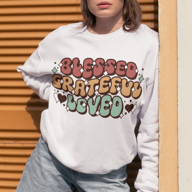 Sudadera Bendita Agradecida Familia Retro Amada Acción de G (Subido por el creador)