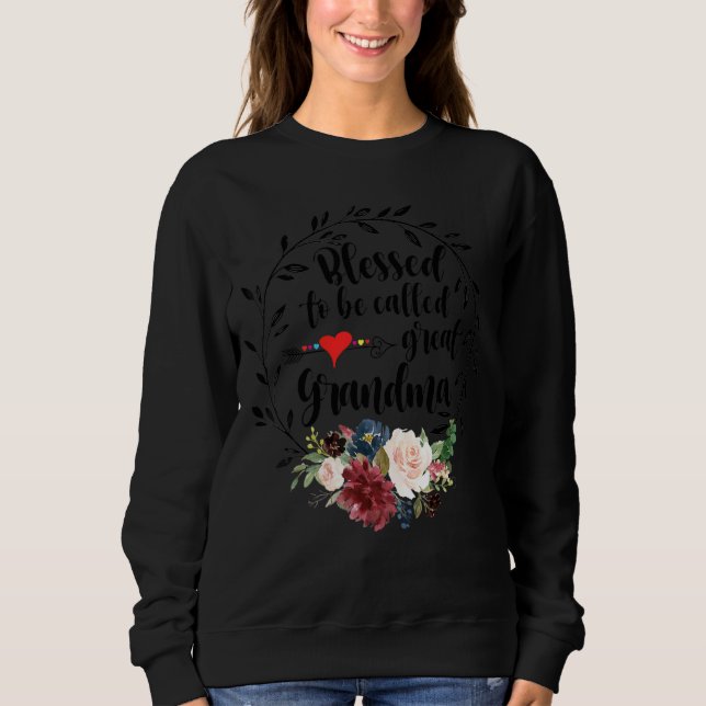 Sudadera Bendita De Ser Llamada Gran Abuela Corazón Floral  (Anverso)