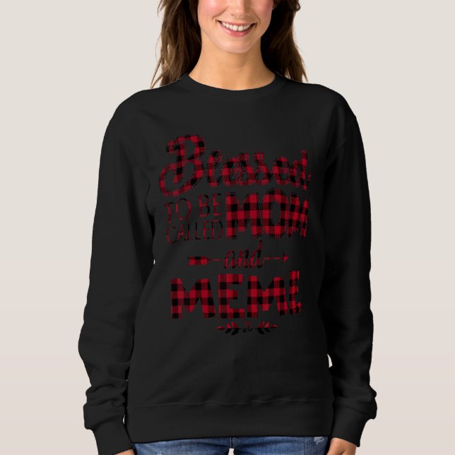 Sudadera Bendita De Ser Llamada Mamá Y Meme Red Plaid Mothe (Anverso)