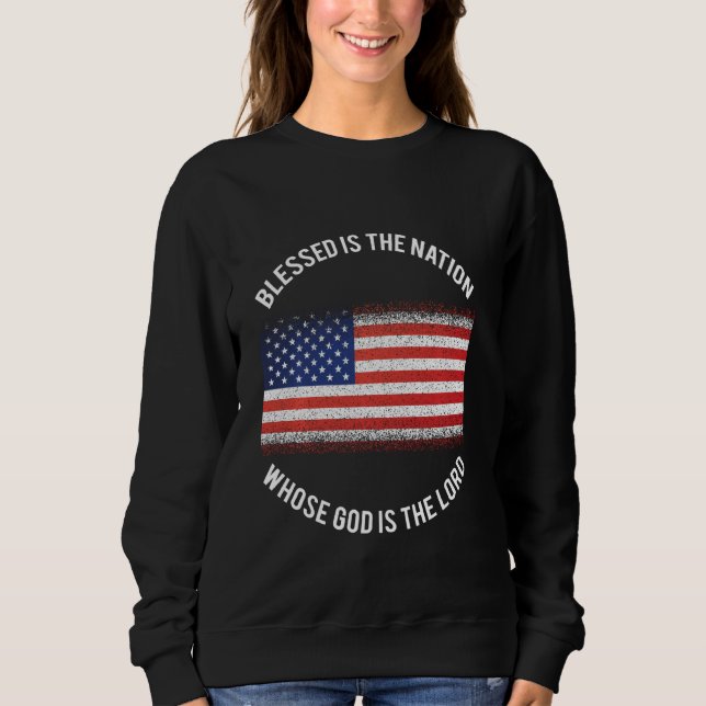 Sudadera Bendita Es La Nación Cuyo Dios Es El Señor Cristo (Anverso)
