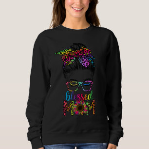 Sudadera Bendita Mamá Leopard Gafas De Sol Con Moth De Gira