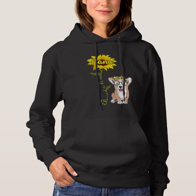 Sudadera Benditas Nana Hippy Corgi Perro Abuelas (Anverso)