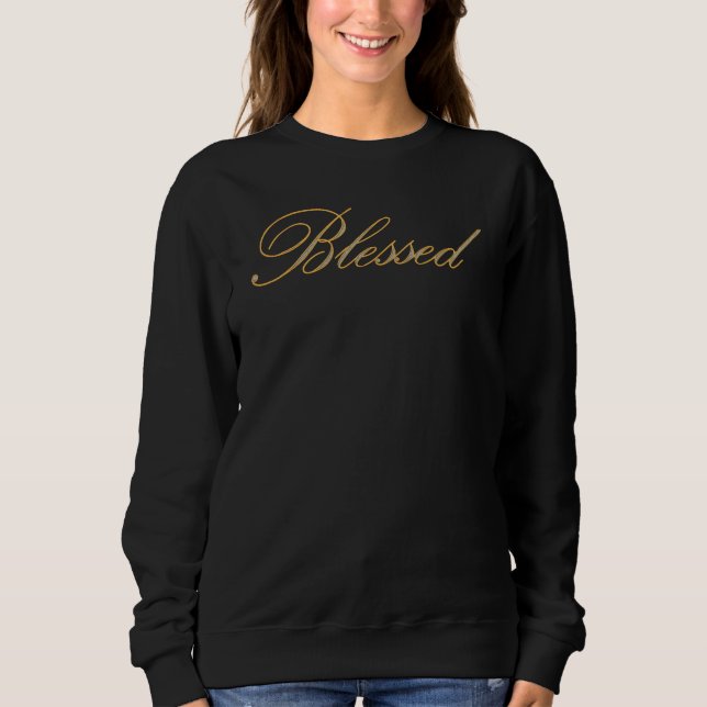 Sudadera Bendito en oro con purpurina de plata (Anverso)