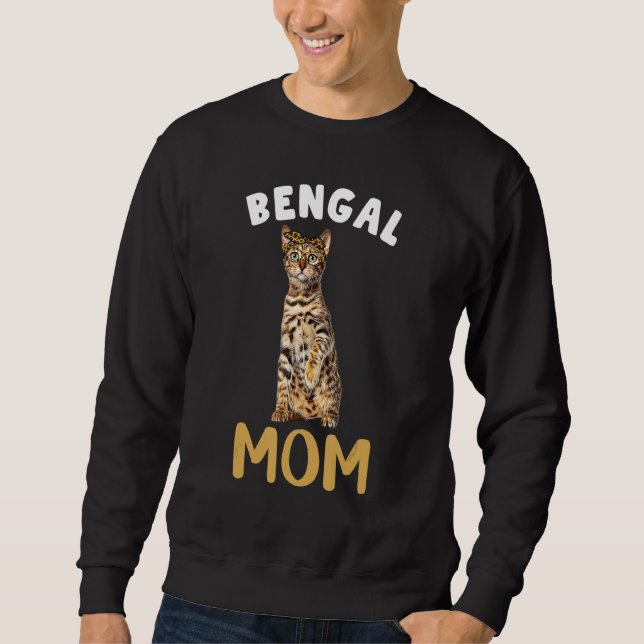 Sudadera Bengal Mom Mama Cat Lover Dueño Leopard Print Kitt (Anverso)