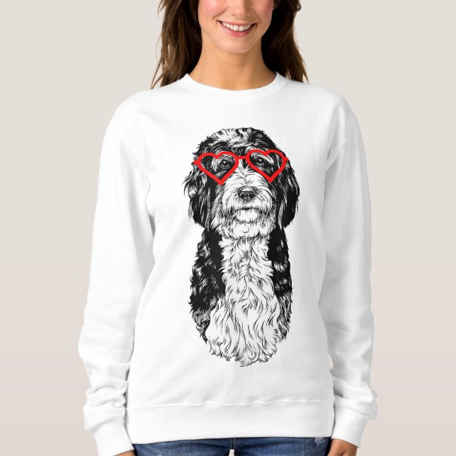 Sudadera Bernedoodle Día de San Valentín Doodle Doodle Perr (Anverso)