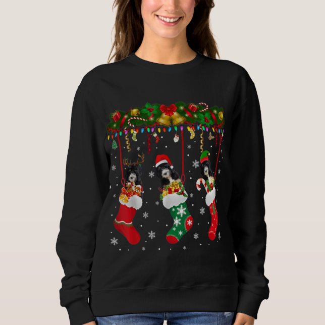Sudadera Bernedoodle En Ganadería De Noche Reno Santa ELF P (Anverso)