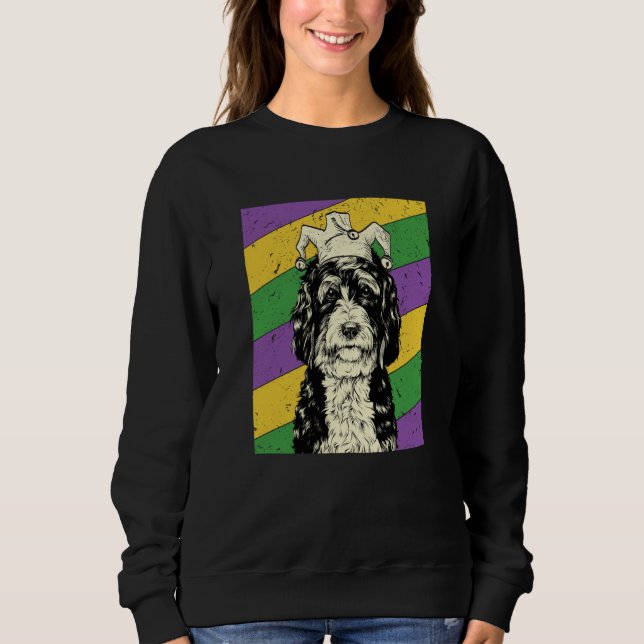 Sudadera Bernedoodle Jester Mardi Gras Doodle Dog Mom or Da (Anverso)