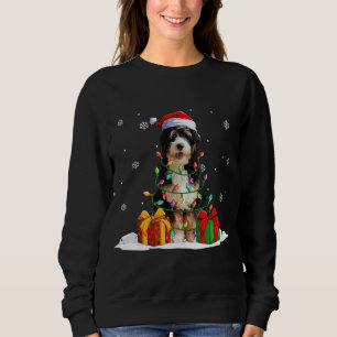 Sudadera Bernedoodle Santa Christmas Tree enciende Navidad 