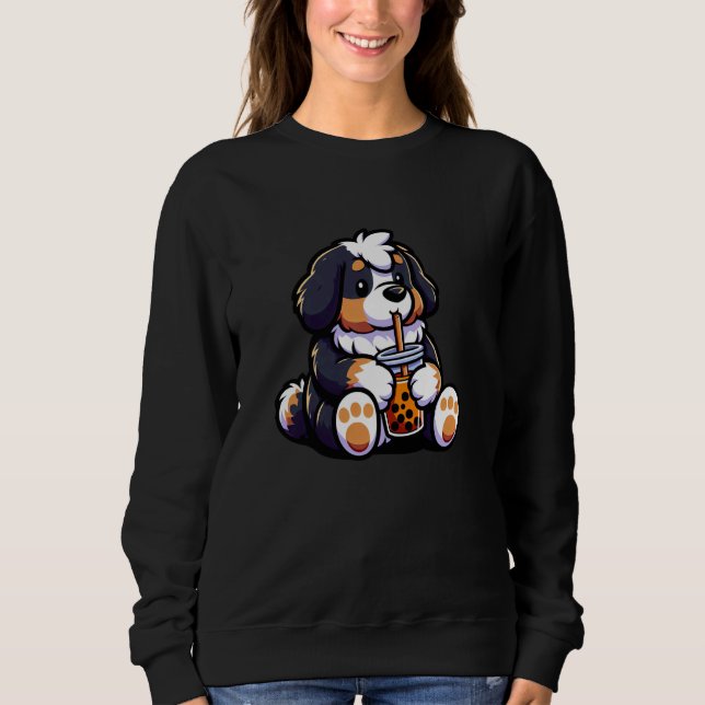 Sudadera Bernese Mountain Bubble Tea Dog Funny Boba (Anverso)