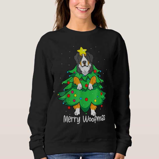 Sudadera Bernese Mountain Christmas Tree D-Og M-Om Dad (Anverso)