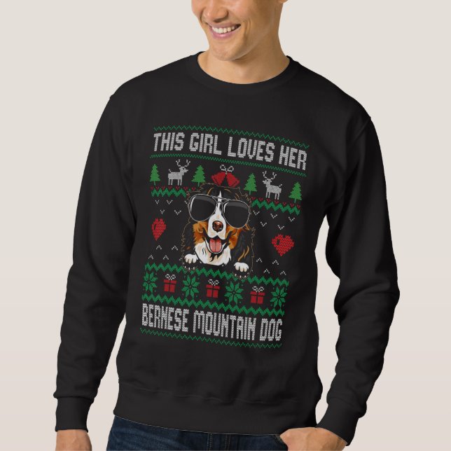Sudadera Bernese Mountain Dog Girl Cool Ugly Christmas for  (Anverso)