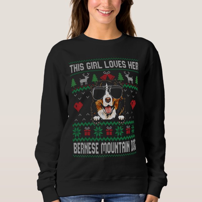 Sudadera Bernese Mountain Dog Girl Cool Ugly Christmas for  (Anverso)