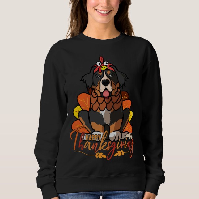 Sudadera Bernese Mountain Dog Thanksgiving Dog Turkey Costu (Anverso)