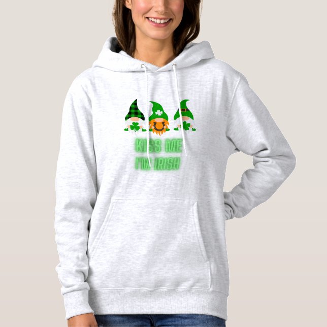 Sudadera Bésame Soy Irlandés Día de San Patricio Gnomo Tréb (Anverso)