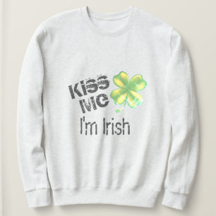 Sudadera Bésame, soy irlandés, shamrock,