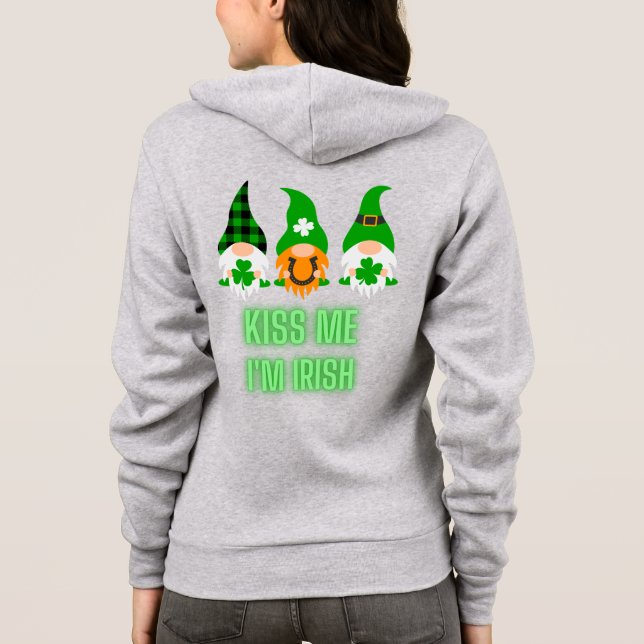 Sudadera Bésame soy irlandés St. Patrick's Day Gnome Shamro (Reverso)
