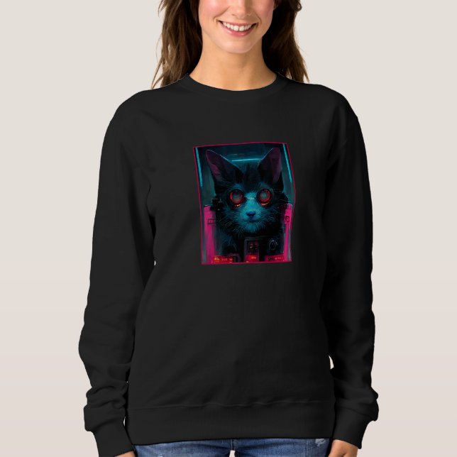 Sudadera Bespectacled Cyberpunk Cat Techno Glasses   (Anverso)