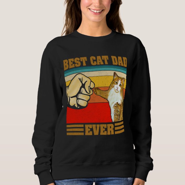 Sudadera Best Cat Dad Ever  Kitten Cat Fist Bump Retro Vint (Anverso)