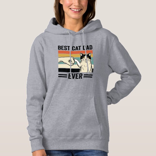Sudadera Best Cat Dad Ever Retro Cat Fist Bump Shirt_1 (Anverso)