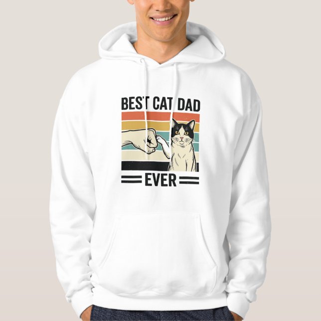 Sudadera Best Cat Dad Ever Retro Cat Fist Bump Shirt_1 (Anverso)