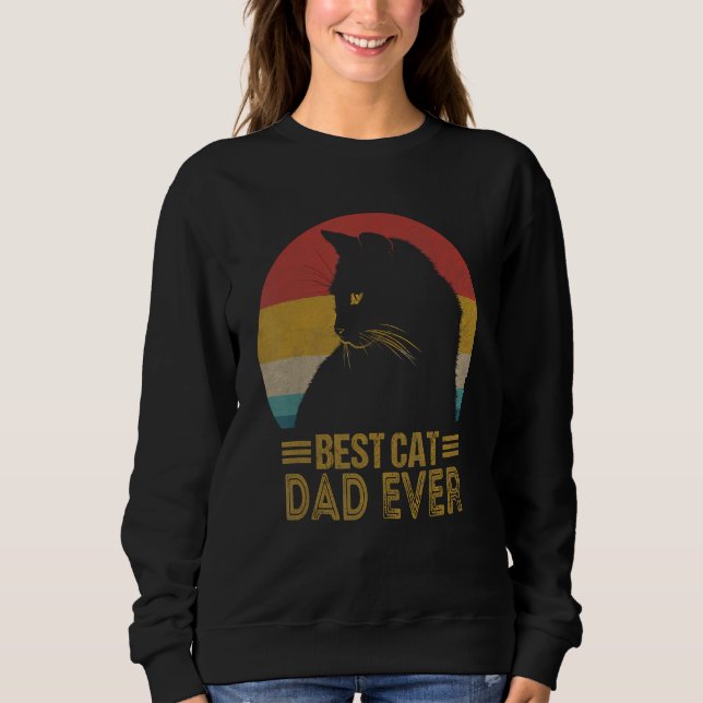 Sudadera Best Cat Dad Ever Retro Sunset  Daddy Cat Father s (Anverso)