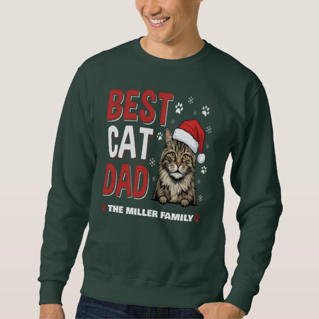 Sudadera Best Cat Dad Personalized family  name christmas (Anverso)