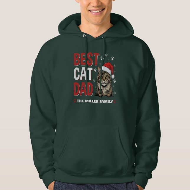 Sudadera Best Cat Dad Personalized family  name christmas (Anverso)