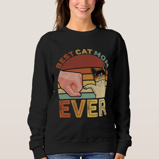 Sudadera Best Cat Mom Ever Retro Cat Mom  Cat Mama MTD (Anverso)