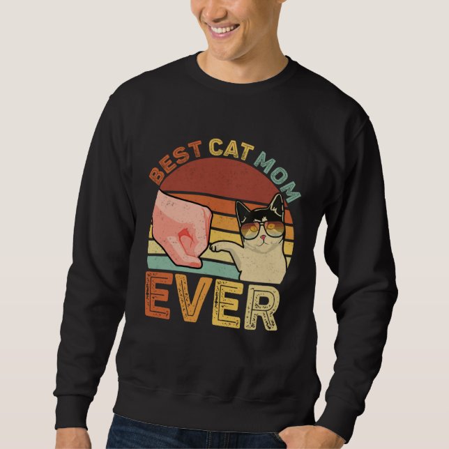 Sudadera Best Cat Mom Ever Retro Cat Mom  Cat Mama MTD (Anverso)