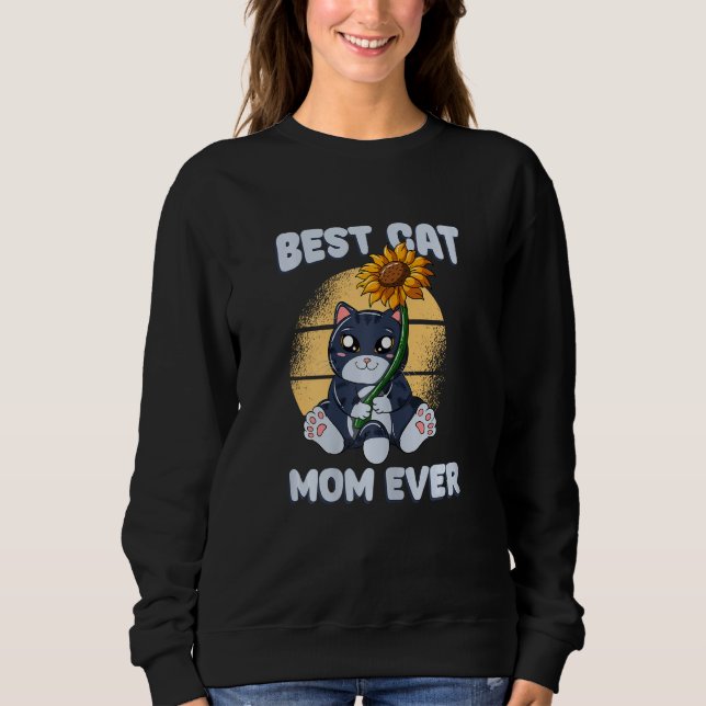Sudadera Best Cat Mom Ever Sunflower Mother s Day Cute Cat (Anverso)