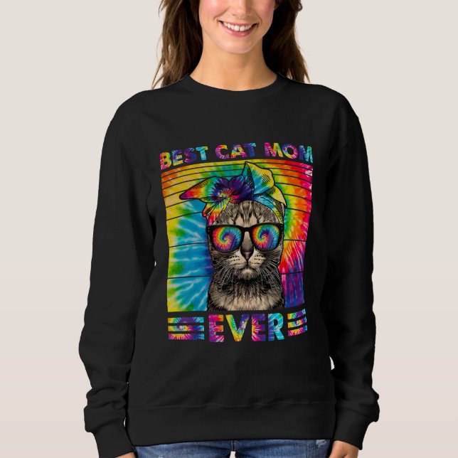 Sudadera Best Cat Mom Ever Tie Dye Cat Mommy Mother's Day H (Anverso)