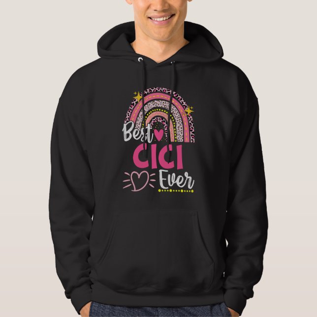 Sudadera Best Cici Ever Leopard Rainbow New Grandma Mothers (Anverso)