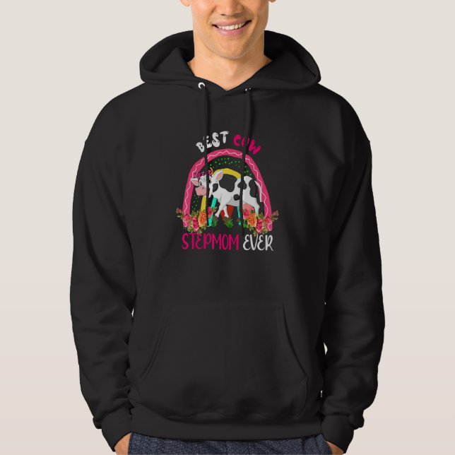 Sudadera Best Cow Stepmom Ever Cute Cow Bow Tie Farmer Moth (Anverso)