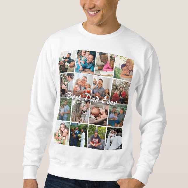 Sudadera Best Dad Ever 16 Photo Collage Personalized Father (Anverso)