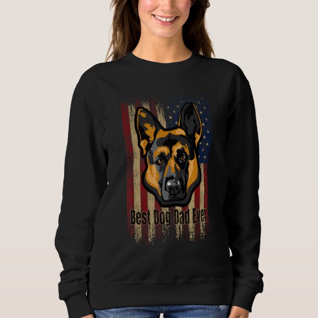 Sudadera Best Dog Dad Ever US Flag, German shepherd America (Anverso)