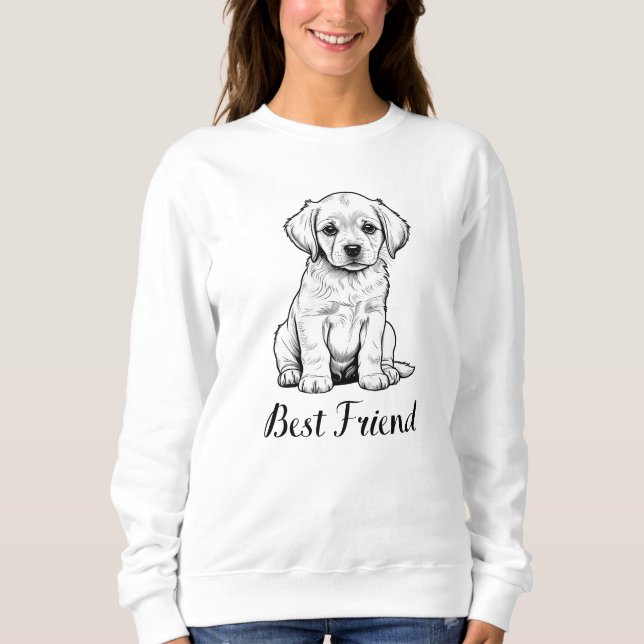 Sudadera Best Friend Puppy Sketch - Adorable Dog Art (Anverso)