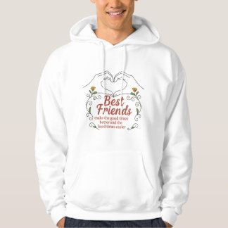 Sudadera Best Friends Heart Hands Floral Pullover Hoodie