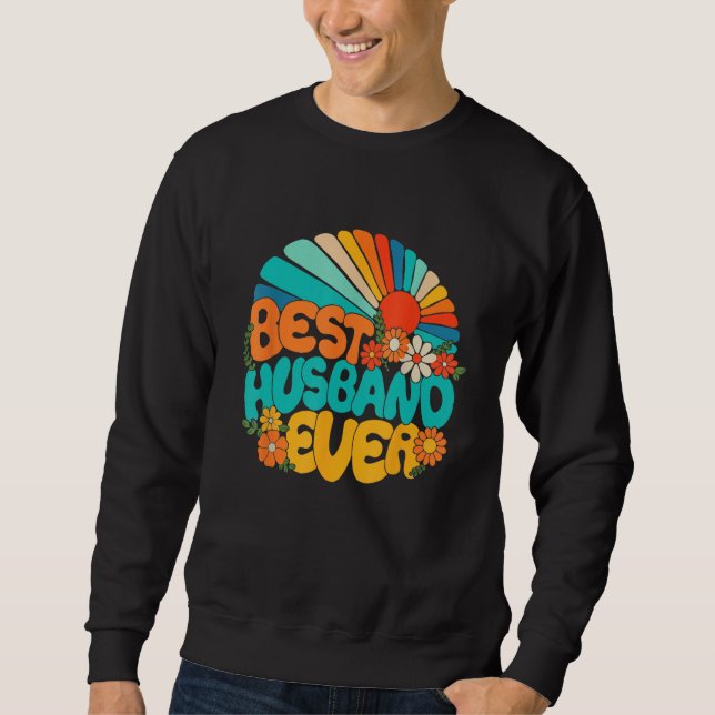 Sudadera Best Husband Ever Retro Groovy 70s Fathers Day Hub (Anverso)