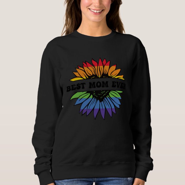 Sudadera Best Mom Ever Retro Sunflower LGBTQ+ Mom Proud Mot (Anverso)