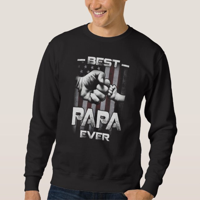 Sudadera Best Papa Ever Fist bump USA Flag Father's Day   (Anverso)