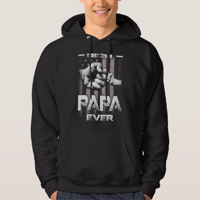 Sudadera Best Papa Ever Fist bump USA Flag Father's Day (Anverso)