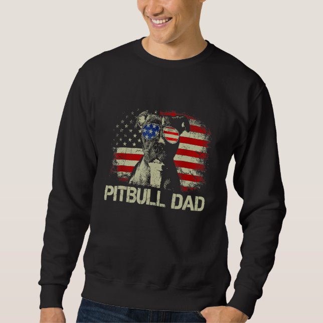 Sudadera Best Pitbull Dad Ever  American Flag 4th Of July (Anverso)