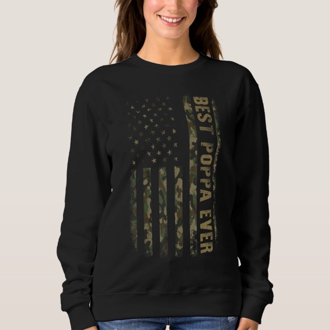 Sudadera Best Poppa Ever Camouflage American Flag Father s  (Anverso)
