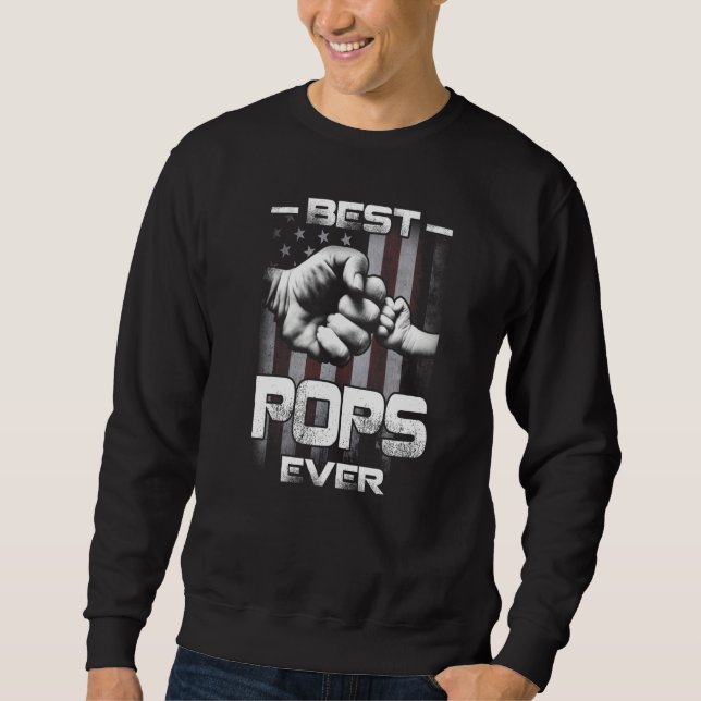 Sudadera Best Pops Ever Fist bump USA Flag Father's Day   (Anverso)